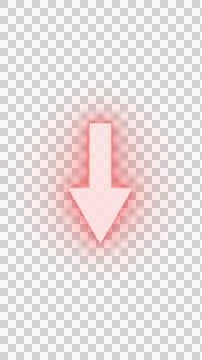Red glowing neon down arrow symbol on transparent background Stock Illustration