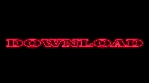 Red glowing neon download text on black background for digital interface an.. Stock Illustration