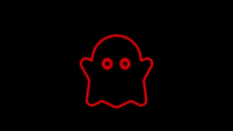 Red glowing neon ghost line icon animation on black background flickering h.. Stock Footage 345547762