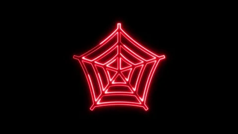 Red glowing neon spider web animation isolated on black surface. Stock-Footage 337081988