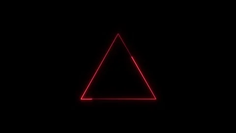 Red glowing neon triangle forming animation loop with bright light edges is.. Stock Footage 345550093
