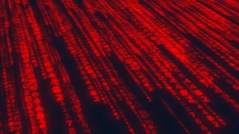 Red glowing numbers on a dark background. Digital technology concept. Stock Footage 269345893