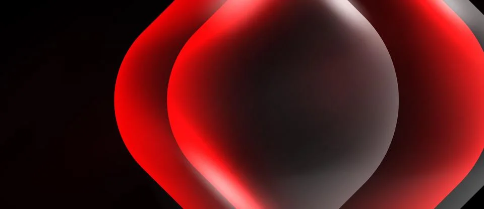 Red glowing orb dominates dark background. Smooth gradients create depth, Stock Illustration