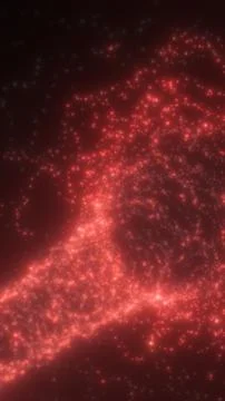 Red glowing particle structure resembling a DNA helix in dark space, repres.. Stock Illustration