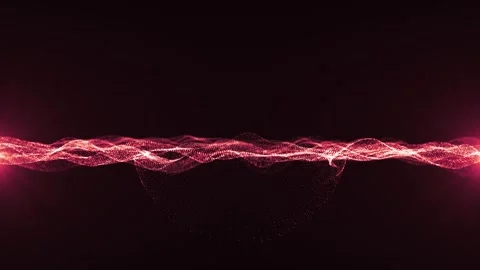 Red glowing particle wave forming a smooth digital landscape with depth and m 库存影片 331513528