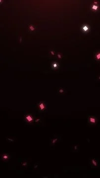 Red glowing particles and falling confetti on dark background Stock Illustration