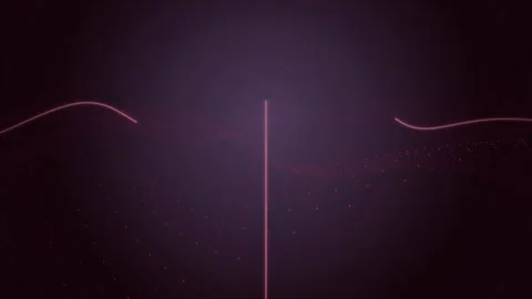 Red glowing particles stream past a central vertical line and curved wings Stock Footage 342216459
