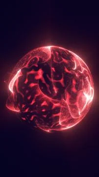 Red glowing plasma sphere with organic cellular patterns and cosmic energy,.. Stock Illustration