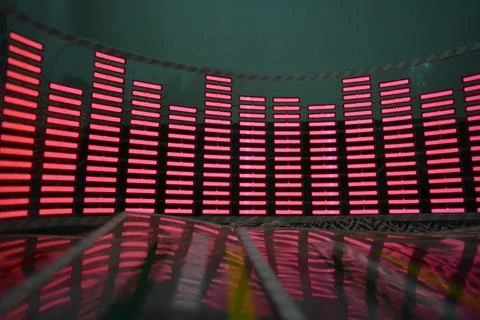 Red glowing plastic equalizer, electronics glowing to the music. 写真素材