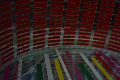 Red glowing plastic equalizer, electronics glowing to the music. 写真素材