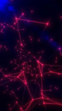 Red glowing plexus network on dark blue cyber background Stock Illustration