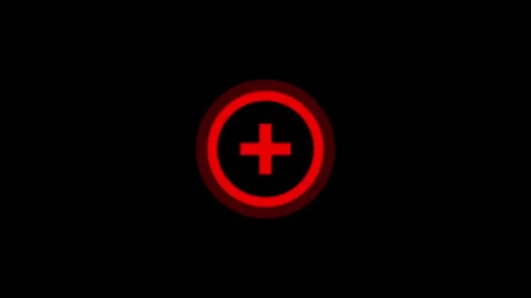 Red Glowing Plus Circle Icon 库存影片 333154112