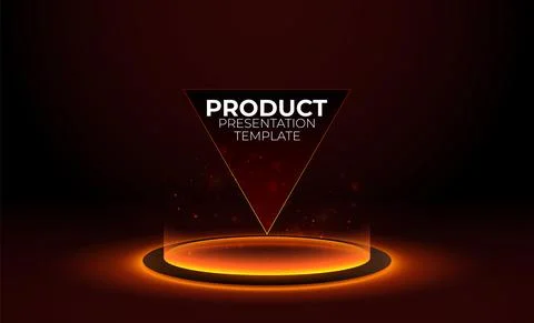 Red glowing ring on floor. Circle podium or teleport. Futuristic product stand 스톡 일러스트