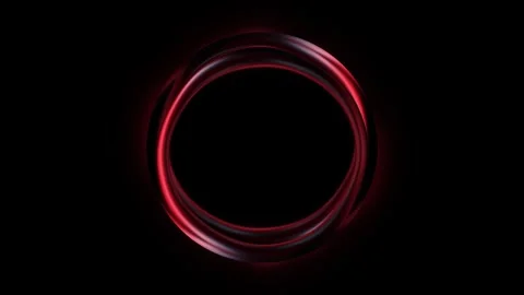 Red glowing ring pulses as a luminous portal. Sleek circular frame swirls orb 動画素材 342609980