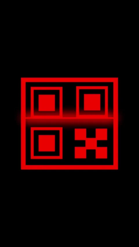 Red glowing square scanner illuminates a digital qr code on a sleek black b.. Vídeos de archivo 338210461