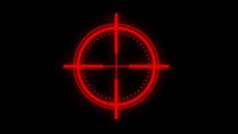 Red Glowing Target Animation on Black Background with Futuristic Crosshair .. Stock Footage 309685715