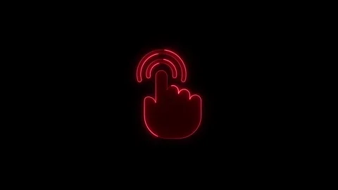Red glowing touch gesture icon animation showing interaction on digital scr.. Stock Footage 345550058