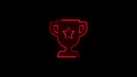 Red glowing trophy icon animation appearing on black background representin.. Vídeos de archivo 345550068