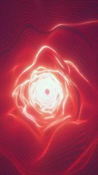 Red glowing wave vortex with a luminous center and flowing contour lines, f.. Stock-Illustration