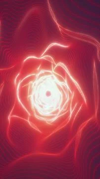 Red glowing wave vortex with a luminous center and flowing contour lines, f.. Stock Illustration