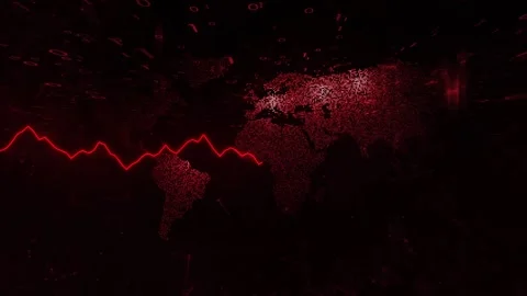 Red glowing world map with business graph loop animation Stock Footage 339708663
