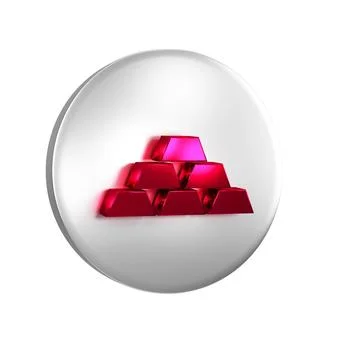 Red Gold bars icon isolated on transparent background. Banking business con.. Stock Illustration
