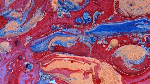 Red gold blue complex galaxy of cosmic paint colors in motion 3 Stock Footage 108037986