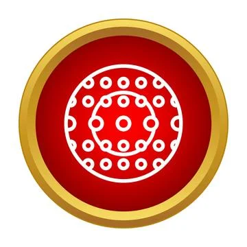 Red gold bordered circular icon with dotted pattern Stockillustratie
