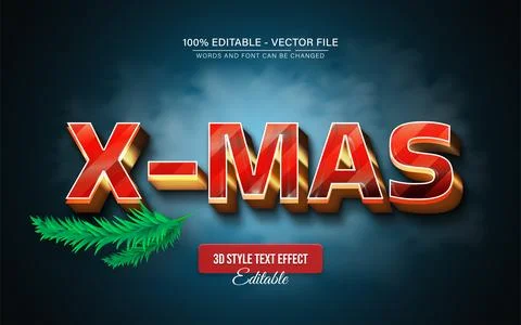 Red gold Christmas text effect editable Stock Illustration