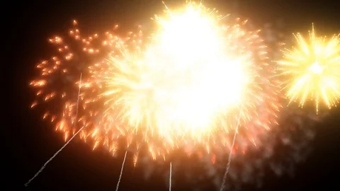 Red Gold fireworks as background for holidays like New Year, Christmas. V52 Stock Footage 101730591