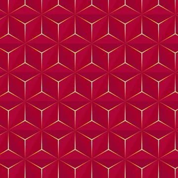 Red gold geometric 3d pattern. Abstract background.	 Stock Illustration