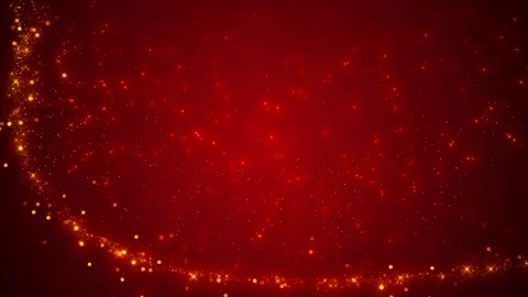 Red gold glitter border background sparkling edge lights, warm particles, and em Stock Footage 340397713