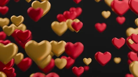 Red Gold Heart Shape Particles Motion Background for love valentine day Stock Footage 295167132