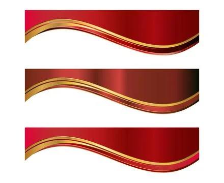 Red Gold Letterhead Header Divider Template Set Stock Illustration