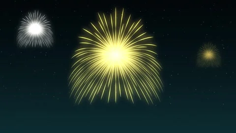 Red Gold one big firework burst repeating in the center with small bursts on a Stock Footage 348332560