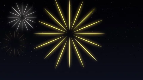 Red Gold one big firework burst repeating in the center with small bursts on a Stock-Footage 348333626