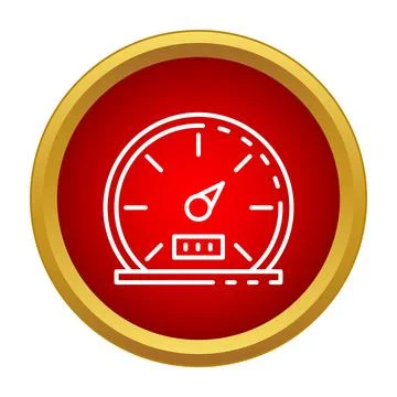 Red gold speedometer icon displaying car speed Stock Illustration