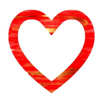 Red-gold texture heart frame isolated on white background Illustrazione stock
