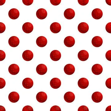 Red golf ball seamless pattern on white background Stock Illustration