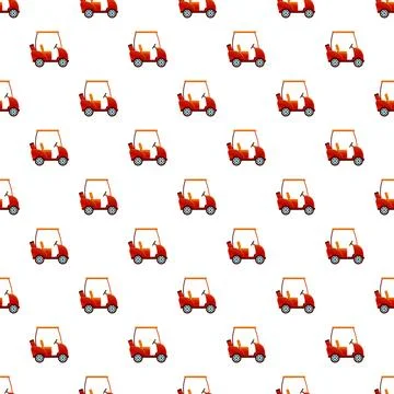 Red golf carts seamless pattern for leisure sport Stock Illustration