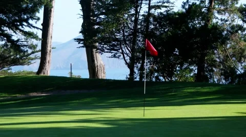 Red Golf Flag Stock Footage 49663064