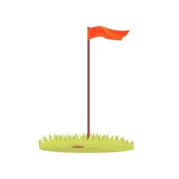 Red golf flag, golf sport equipment cartoon vector Illustration Stock Illustration