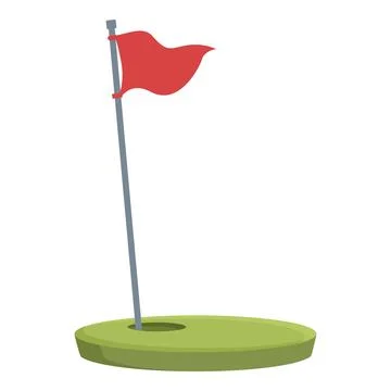 Red golf flag waving on putting green illustration Illustrazione stock