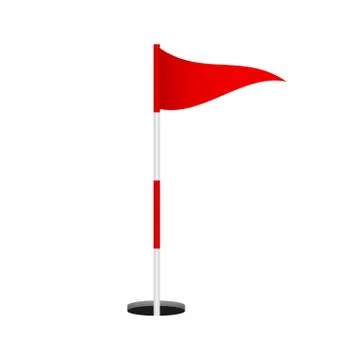 Red golf flag on white background. Vector stock illustration Stock Illustration
