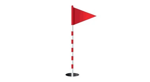 Red Golf Hole Flag Marker on White Background Stock Illustration