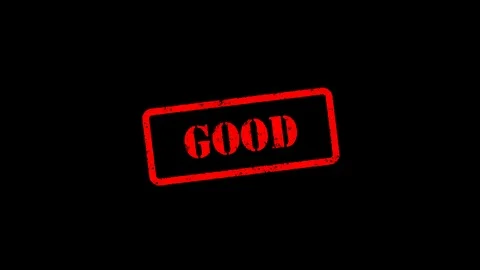Red "GOOD" Stamp Animation on  Black, White, Green and Alpha Channel Stock Footage 117453389