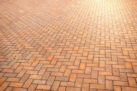 Red, gorgeous, rectangular ceramic clinker tile for patio or sidewalk Stock Photos