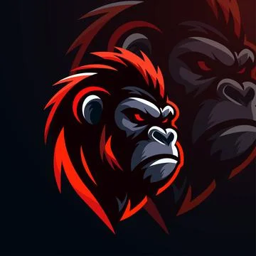 Red Gorilla head logo design template Stock Illustration