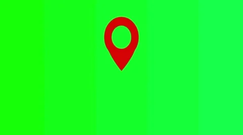 Red GPS Location Icon Jumping Green Screen Stock Footage 302942861