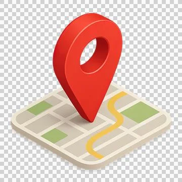 Red GPS Location Pin on Map 3D Isometric Icon Illustration PNG Transparent B 스톡 일러스트